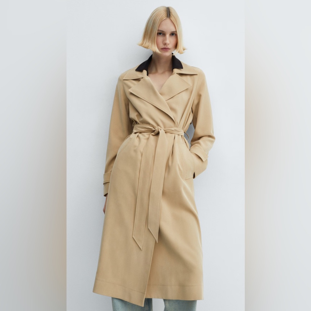 Mango FLOWY LAPEL TRENCH XXS NWT
